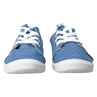 Ladies Blue Stripe Scrunch Back Sneakers
