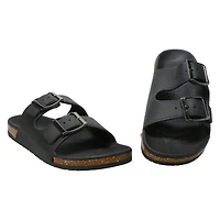 Men's Black Double Buckle Sandals
