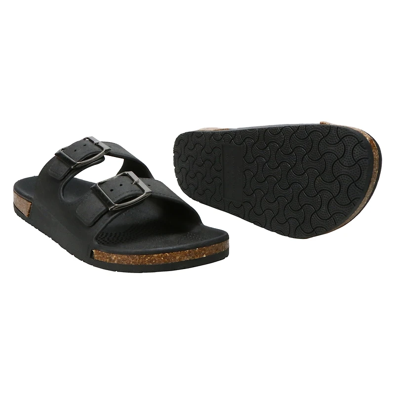 Men's Black Double Buckle Sandals