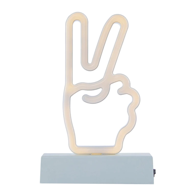 LED Peace Sign Neon Light With Stand 8.5in, Battery Operated