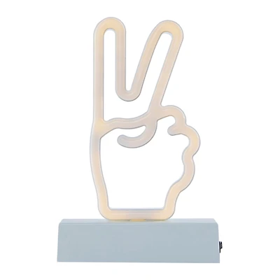 LED Peace Sign Neon Light With Stand 8.5in, Battery Operated