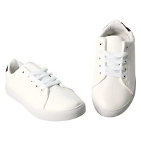 Ladies Metallic Pink Faux Leather Sneakers