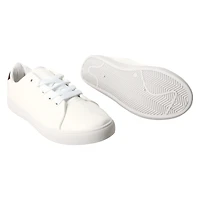 Ladies Metallic Pink Faux Leather Sneakers