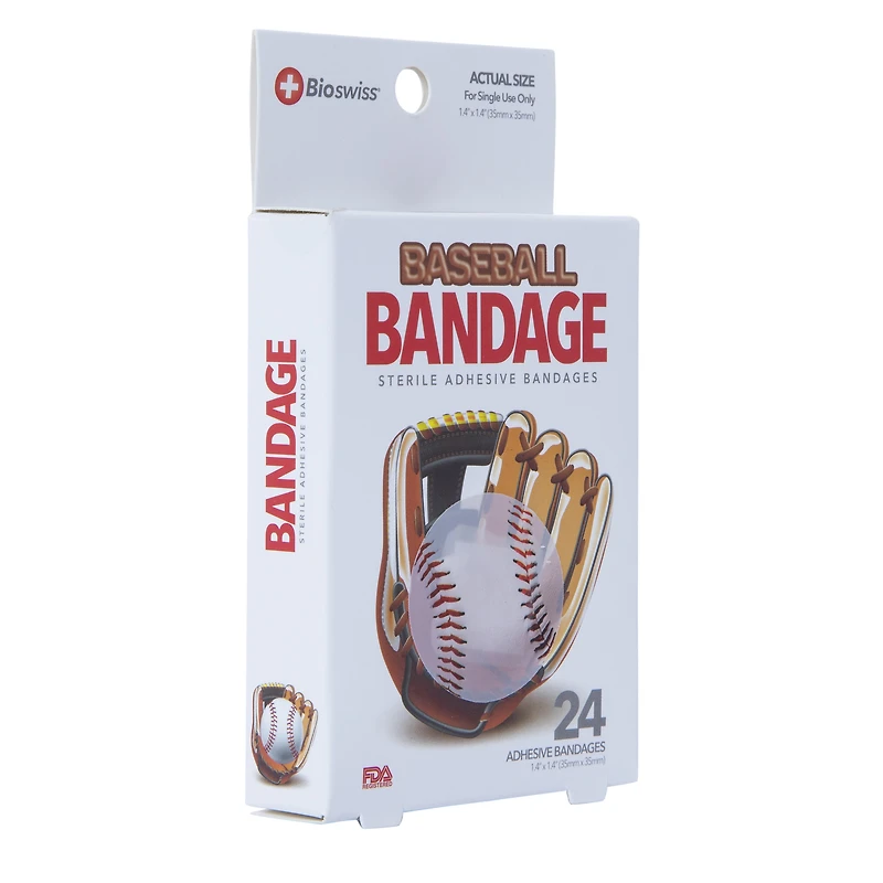 Bioswiss® Baseball Adhesive Bandages 24-Count