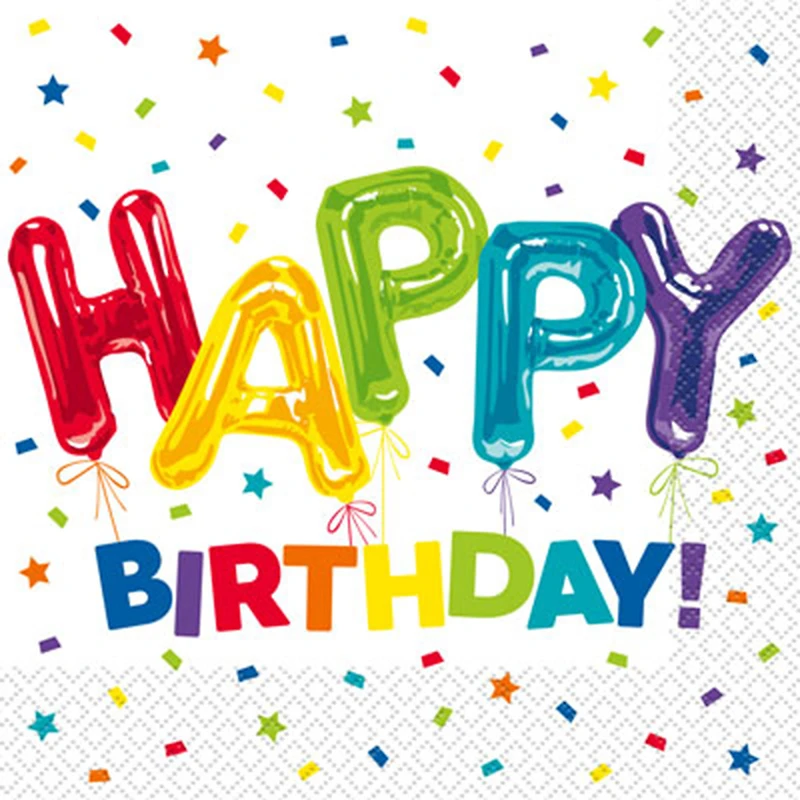 Happy Birthday Rainbow Balloon Napkins 16-Count