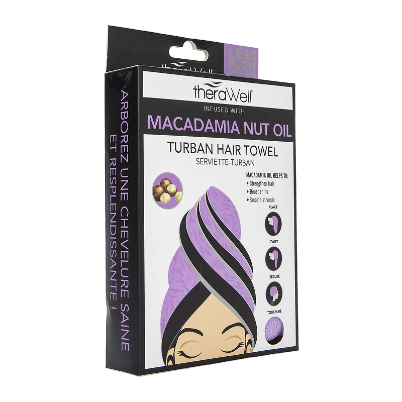 Therawell® Twirly Hair Towel infused With Macadamia Nut Oil