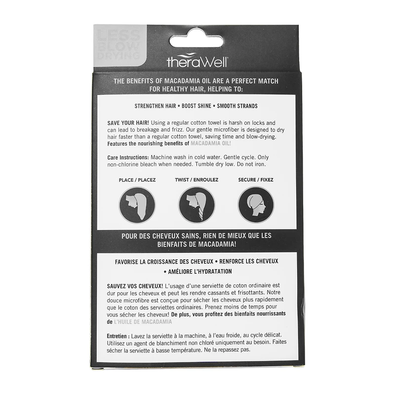 Therawell® Twirly Hair Towel infused With Macadamia Nut Oil