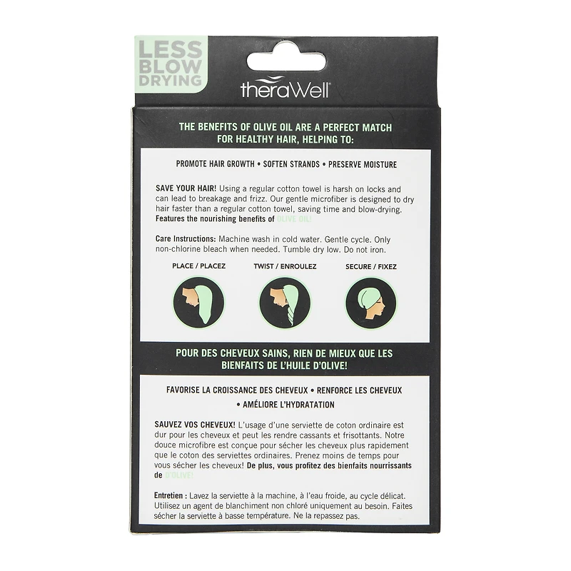 Therawell® Twirly Hair Towel infused With Olive Oil
