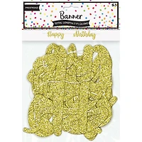 7ft Gold Glitter Happy Birthday 2-Piece Banner