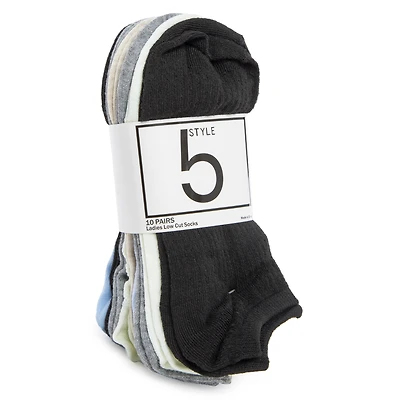 Low-Cut Ankle Socks 10-Pack - Black & Gray