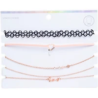 Rose Gold Choker Necklace 5-Piece Jewelry Set