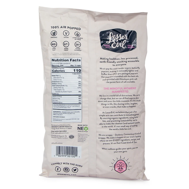 Lesser Evil® Himalayan Pink Salt Popcorn 5oz