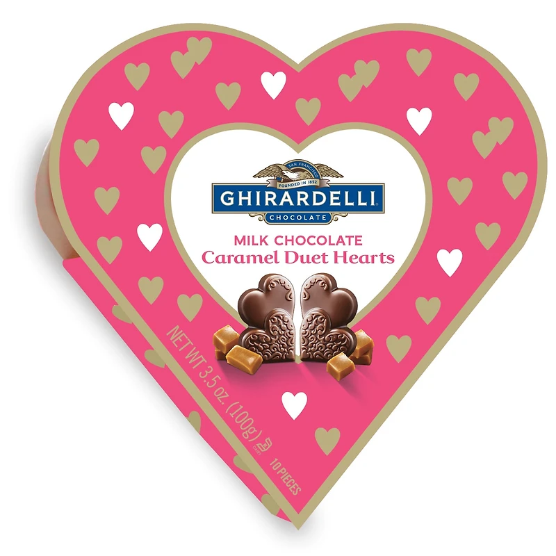 Ghiradelli® Milk Chocolate Caramel Duet Hearts Candy Box 3.5oz