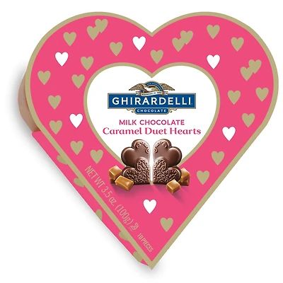 Ghiradelli® Milk Chocolate Caramel Duet Hearts Candy Box 3.5oz