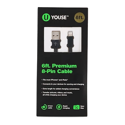 6ft 8-Pin Cable For iPhone® & iPad®