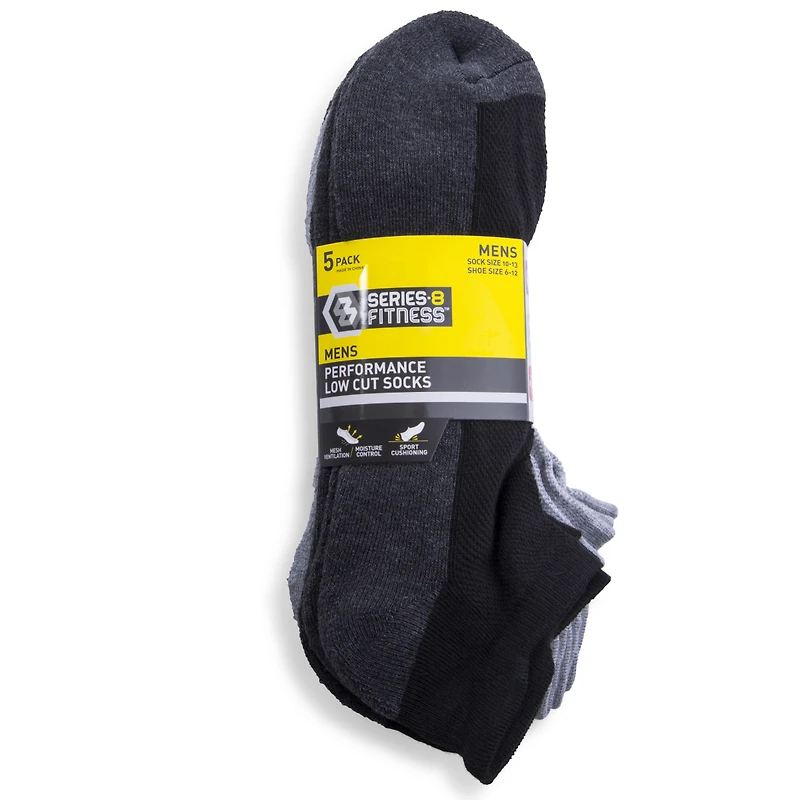 Series-8 Fitness™ Young Men's Performance Low-Cut Socks 5-Pack