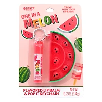 Flavored Lip Balm & Pop It Fidget Keychain Set - Watermelon