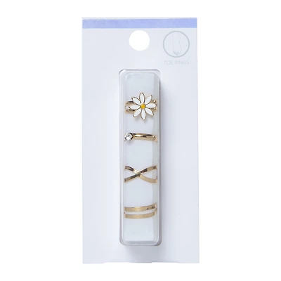 Daisy Toe Rings 4-Count Jewelry Set