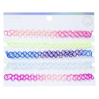 Multicolor Bright Lace Choker Necklaces 5-Count
