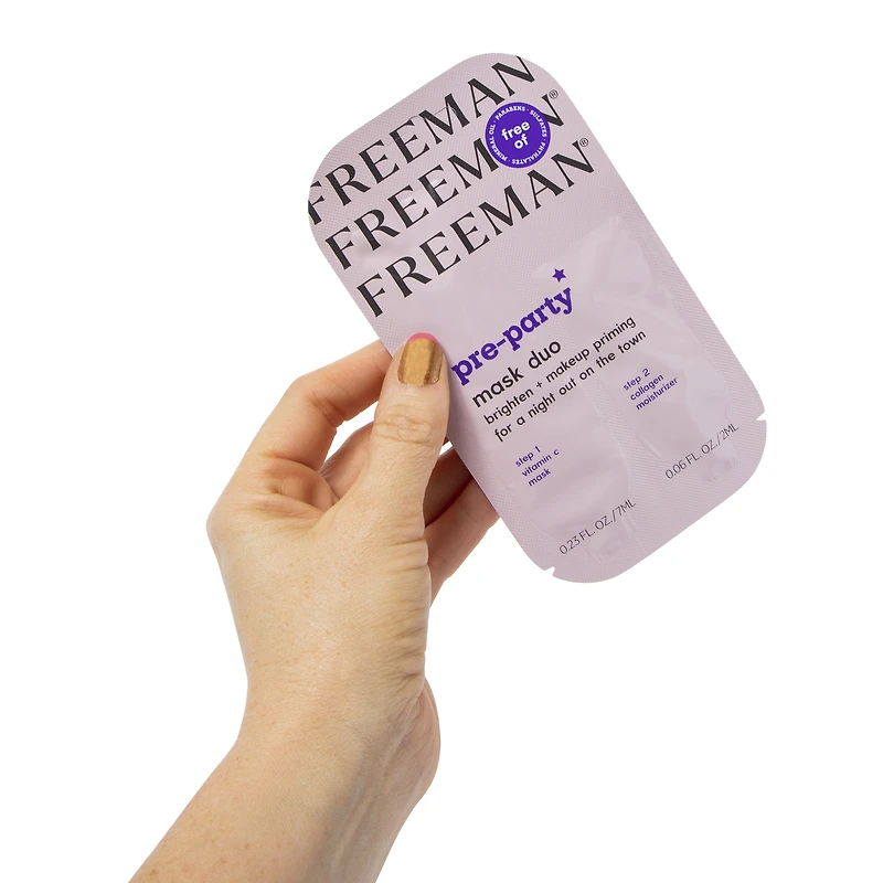 Freeman® Pre-Party Mask Duo, Brighten + Makeup Priming