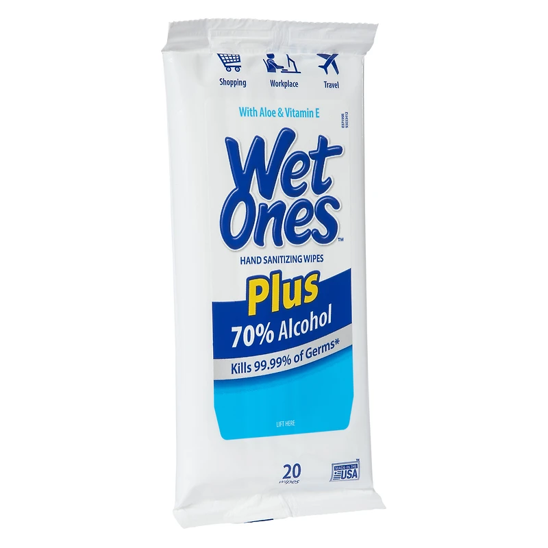Wet Ones™ Plus 70% Alcohol Hand Sanitizing Wipes 20-Count