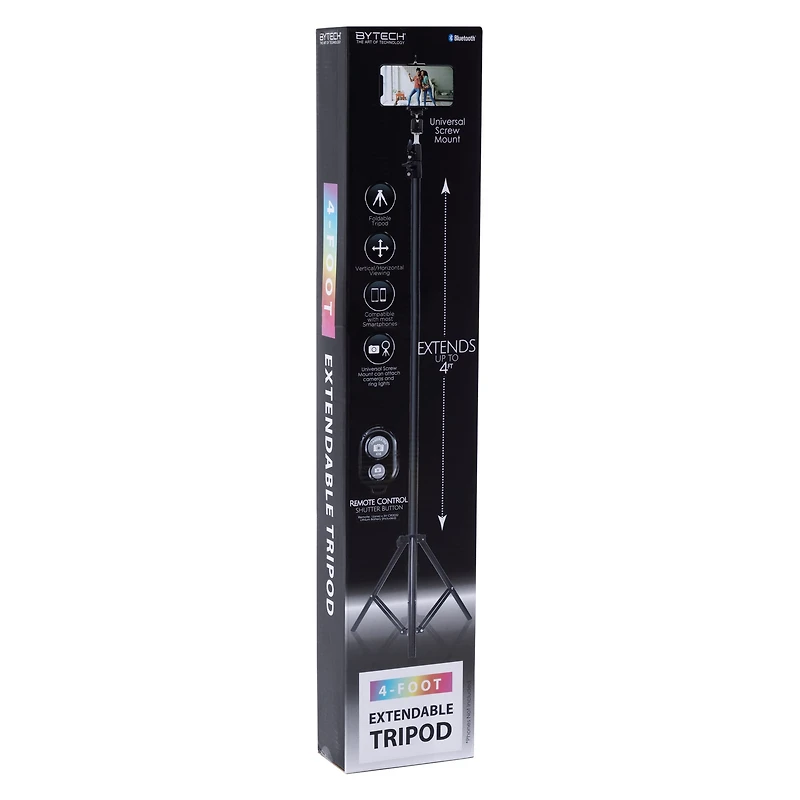 4ft Extendable Tripod With Smartphone Mount & Remote