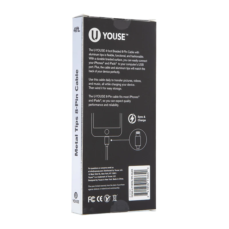 4ft Premium 8-Pin Cable For Use With iPhone® & iPad®