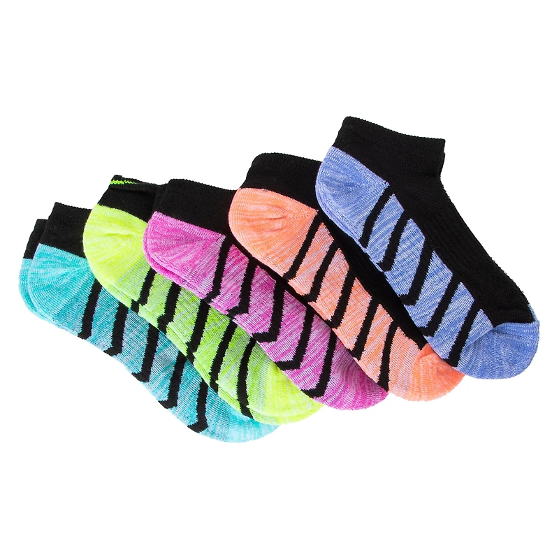 Series-8 Fitness™ Women's Low-Cut Socks Black & Brights 5-Pack