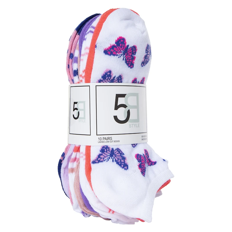 Low-Cut Ankle Socks 10-Pack - Dots & Butterflies