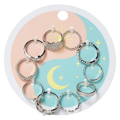 Aged Silver Rings 10-Piece Jewelry Set