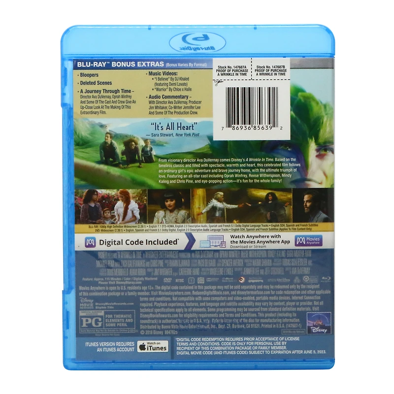 Disney A Wrinkle in Time™ Blu-Ray Dvd