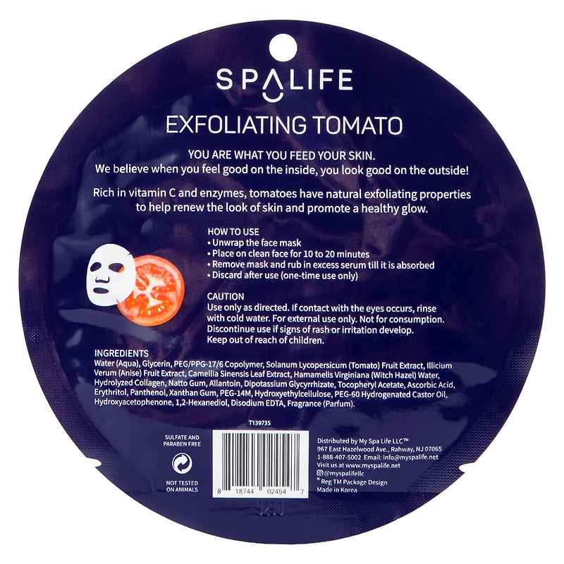 Spa Life™ Tomato Smooth & Renew Exfoliating Sheet Mask