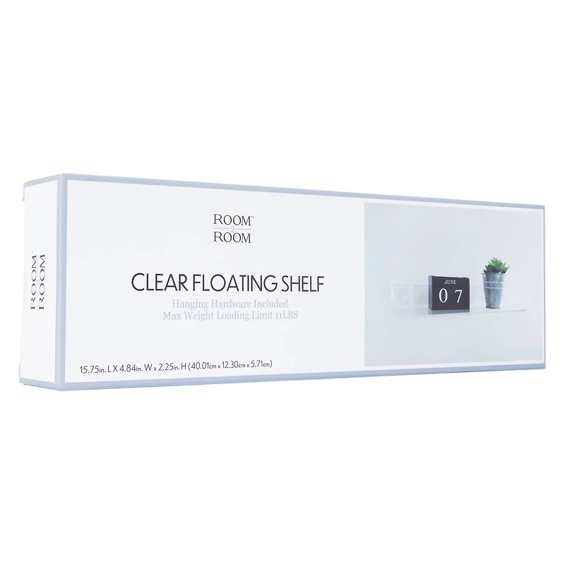 Clear Floating Shelf 15.75in x 4.8in