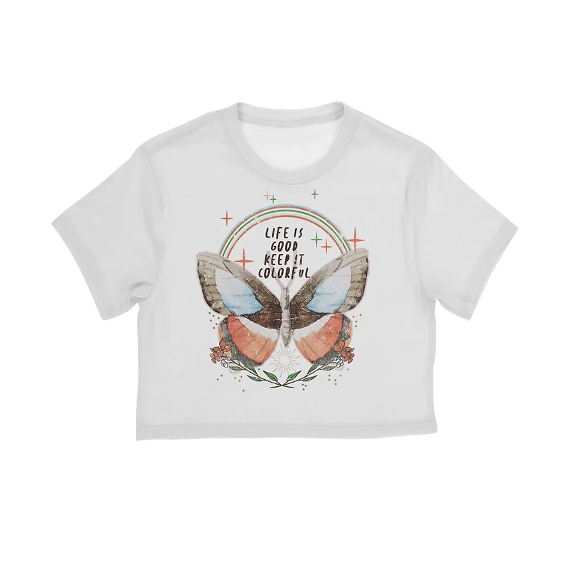'Life Is Good' Butterfly Crop Top