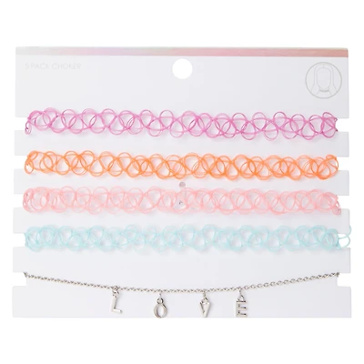 Bright Love Choker Necklaces 5-Piece Set