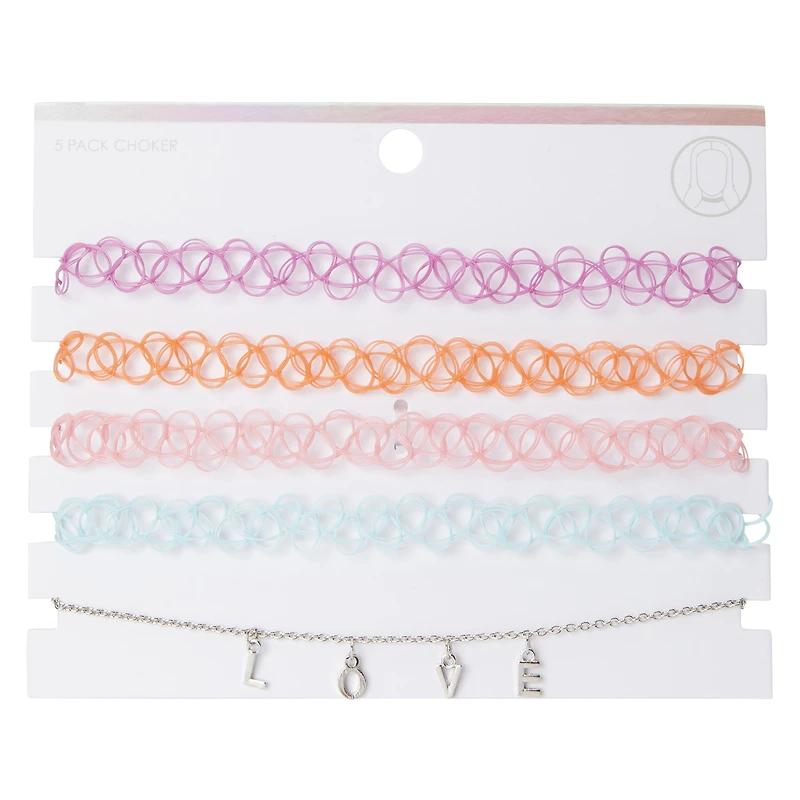 Bright Love Choker Necklaces 5-Piece Set
