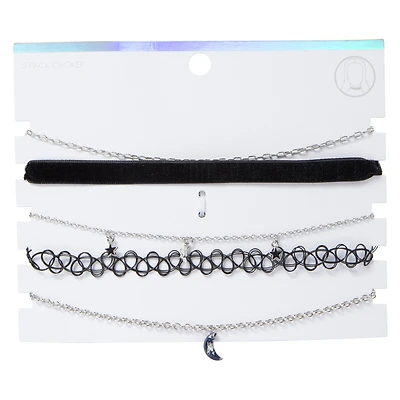 Moon & Stars 5-Piece Choker Necklace Set