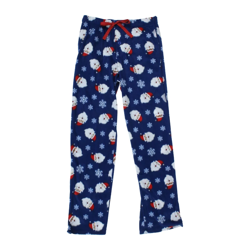 Juniors Holiday Plush Lounge Pants - Santa & Snowflakes