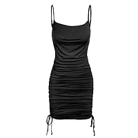 Black Rouched Spaghetti Strap Dress