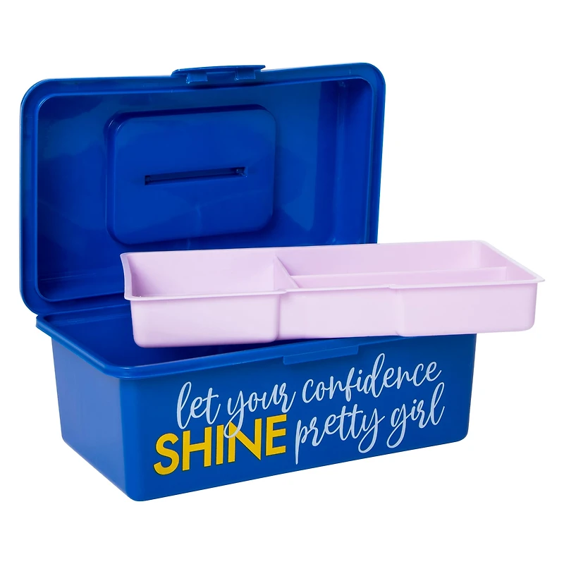 Storage Box With Organizer Tray 9.6in - Let Your Confidence Shine Pretty Girl