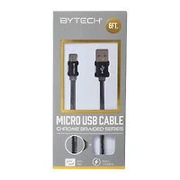6ft Chrome Braided Micro-USB Cable