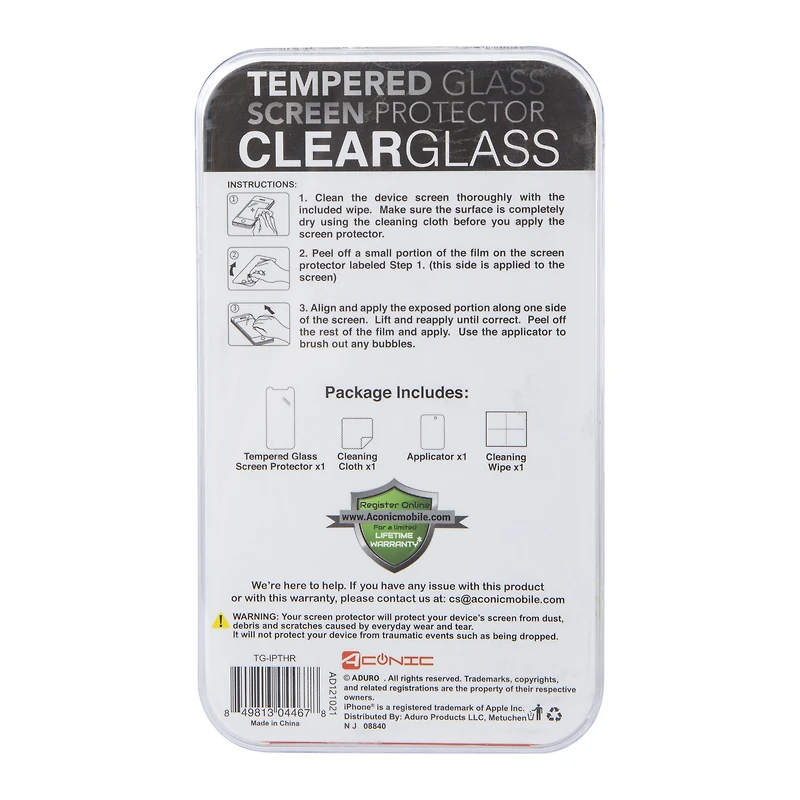 iPhone 13 Pro®/13®/12 Pro®/12®/11®/Xr® Tempered Glass Screen Protector