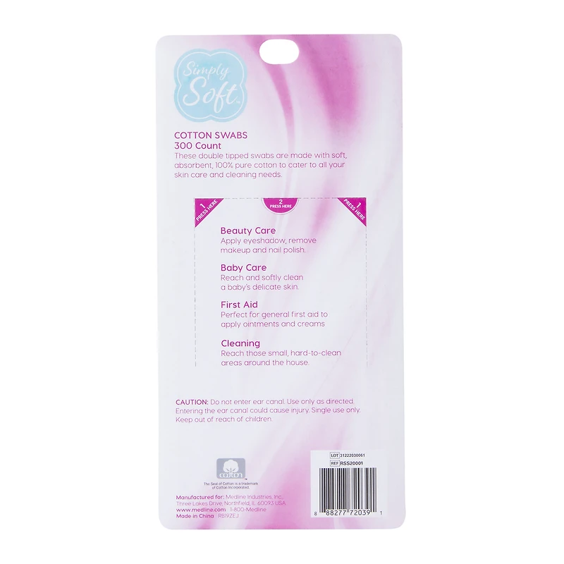 Simply Soft™ Cotton Swabs 300-Count