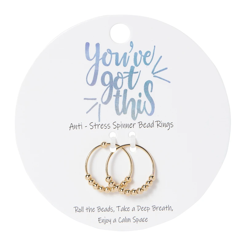 Gold Anti-Stress Spinner Bead Rings Set
