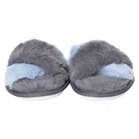 Gray Faux Fur X-Band Slide Slippers