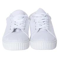 Ladies Black & White Sneakers With Faux Fur Trim