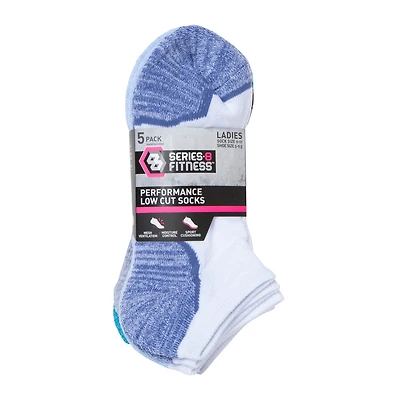 Series-8 Fitness™ Ladies Performance Low-Cut Socks - White & Gray