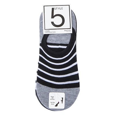 Ladies Striped No-Show Sneaker Socks 5-Pack
