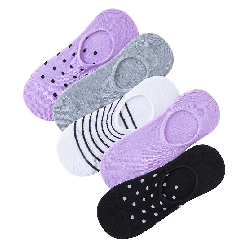 5-Pack Ladies Sneaker Socks - Polka Dot