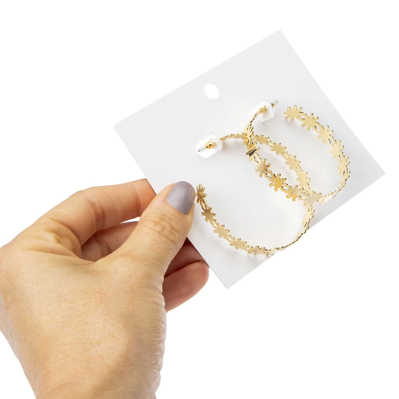 Gold Daisy Hoop Earrings